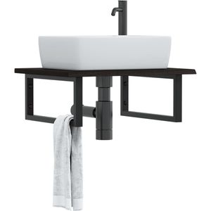 vidaXL - Badkamer - wandschap - staal - en - massief - eikenhout