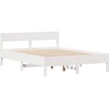 vidaXL Bedframe zonder matras massief grenenhout wit 150x200 cm
