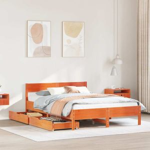 Massivholzbett ohne Matratze Wachsbraun 140x200 cm Kiefernholz Vidaxl