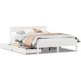 vidaXL Bedframe zonder matras massief grenenhout wit 140x190 cm