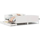 vidaXL Bedframe zonder matras massief grenenhout wit 200x200 cm