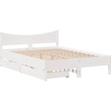vidaXL Bedframe met lades massief grenenhout wit 150x200 cm