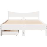 vidaXL - Bedframe - met - lades - massief - grenenhout - wit - 140x200 - cm