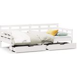 vidaXL - Slaapbank - met - lades - 90x200 - cm - massief - grenenhout - wit
