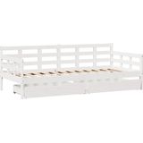 vidaXL - Slaapbank - met - lades - 90x200 - cm - massief - grenenhout - wit