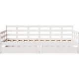 vidaXL - Slaapbank - met - lades - 90x200 - cm - massief - grenenhout - wit