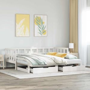 vidaXL Slaapbank met onderschuifbed/lades zonder matras 80x200 cm wit