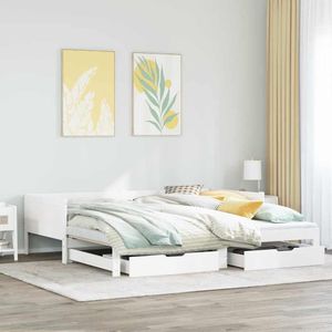 vidaXL Tagesbett Ausziehbar mit Schubladen ohne Matratze Weiß 80x200cm