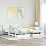 Tagesbett Ausziehbar mit Schubladen ohne Matratze Weiß 90x190cm Vidaxl