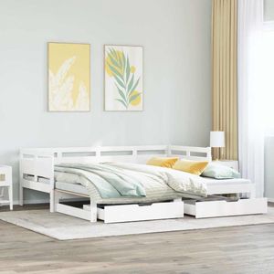 vidaXL Slaapbank met onderschuifbed/lades zonder matras 90x190 cm wit