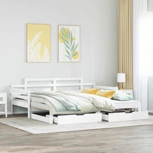 vidaXL - Slaapbank - met - onderschuifbed/lades - zonder - matras - 80x200 - cm - wit