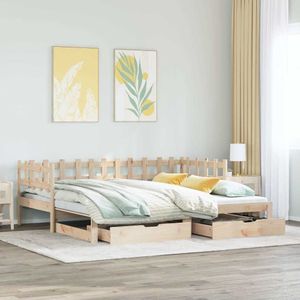 vidaXL Slaapbank met onderschuifbed en lades zonder matras 80x200 cm