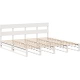vidaXL - Bedframe - zonder - matras - massief - grenenhout - wit - 200x200 - cm