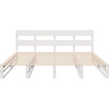 vidaXL - Bedframe - zonder - matras - massief - grenenhout - wit - 200x200 - cm