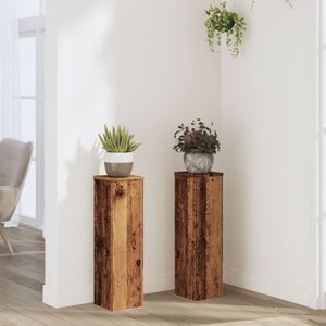 vidaXL - Plantenstandaards - Hout - Oud Houtkleurig - Set van 2