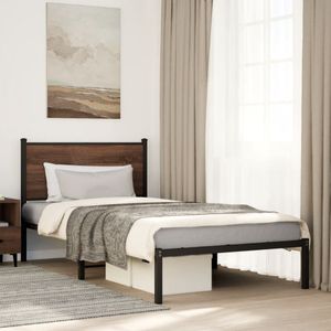 vidaXL Metallbett ohne Matratze Braun Eichen-Optik 107x203 cm