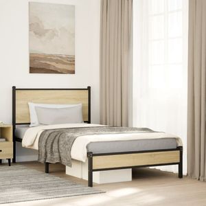 vidaXL Metallbett ohne Matratze Sonoma-Eiche 100x190 cm
