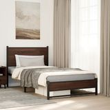 vidaXL - Bedframe - zonder - matras - metaal - bruin - eikenkleurigx190 - cm