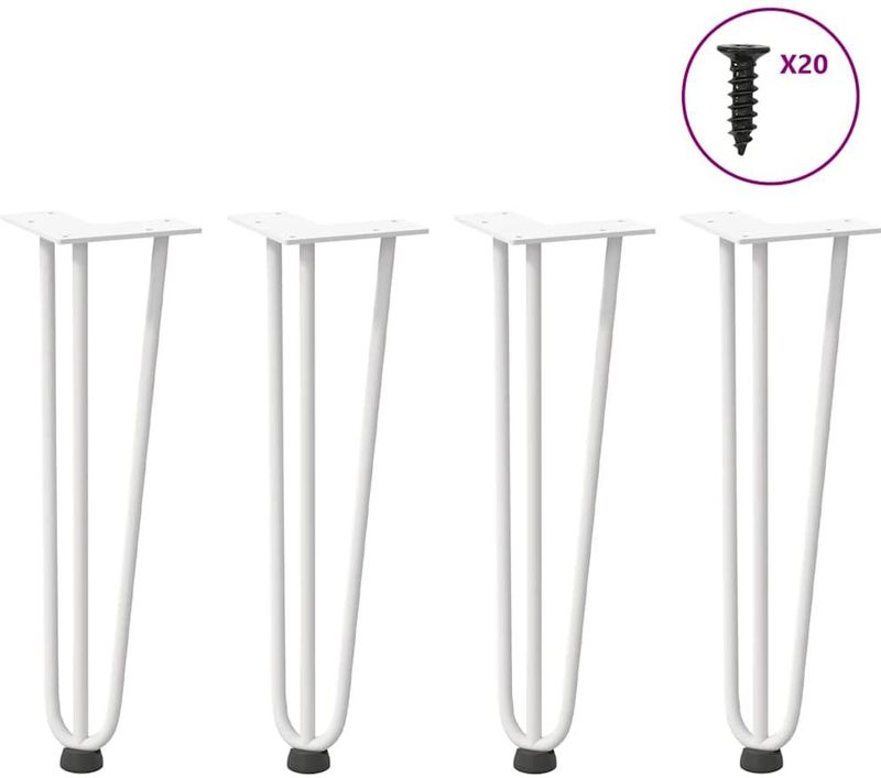 Haarnadelbeine 4 Stk. Weiß 42 cm Massivstahl Vidaxl
