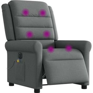 vidaXL - Massagestoel - Donkergrijs - Stof - Elektrisch Verstelbaar