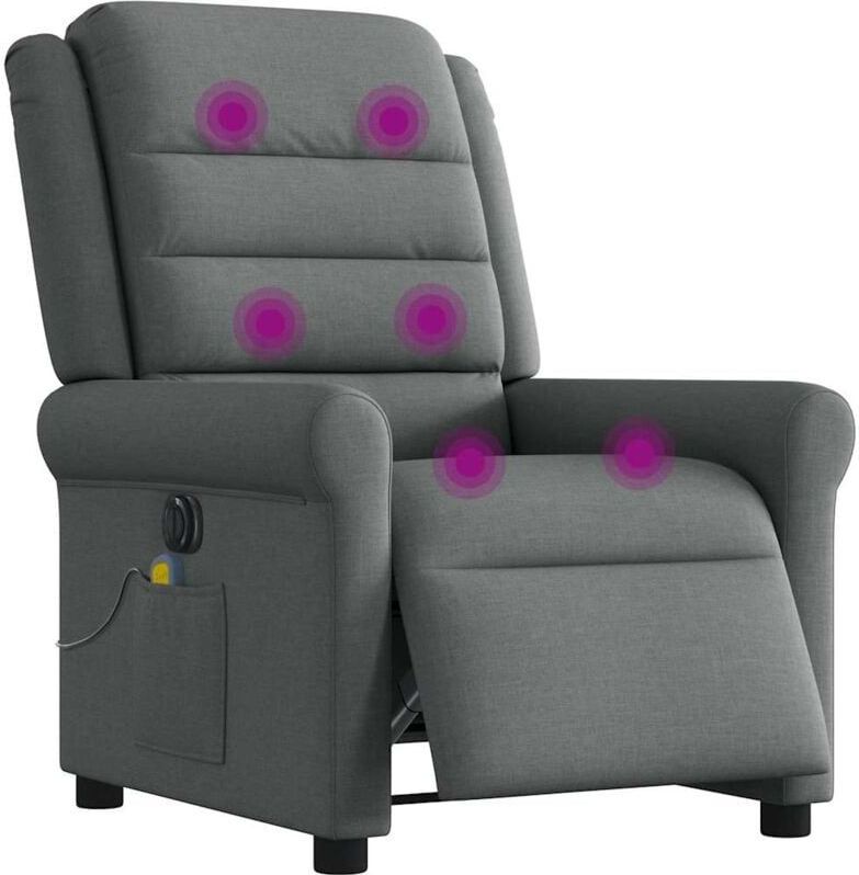 vidaXL Massagesessel Elektrisch Dunkelgrau Stoff