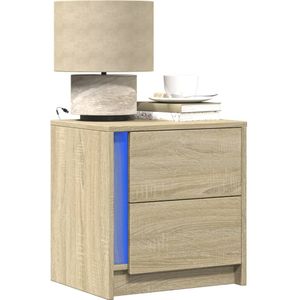 vidaXL - Nachtkastjes - met - LED-verlichting - 2 - st - bewerkt - hout - sonoma - eiken