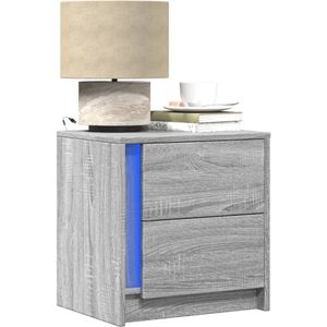 vidaXL Nachtkastjes met LED-verlichting 2 st bewerkt hout grijs sonoma