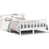 vidaXL Bedframe zonder matras massief grenenhout wit 160x200 cm