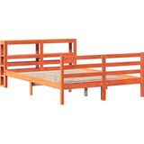 vidaXL Massivholzbett ohne Matratze Wachsbraun 140x200 cm Kiefernholz