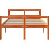 vidaXL - Bedframe - met - hoofdbord - massief - grenenhout - wasbruinx200 - cm