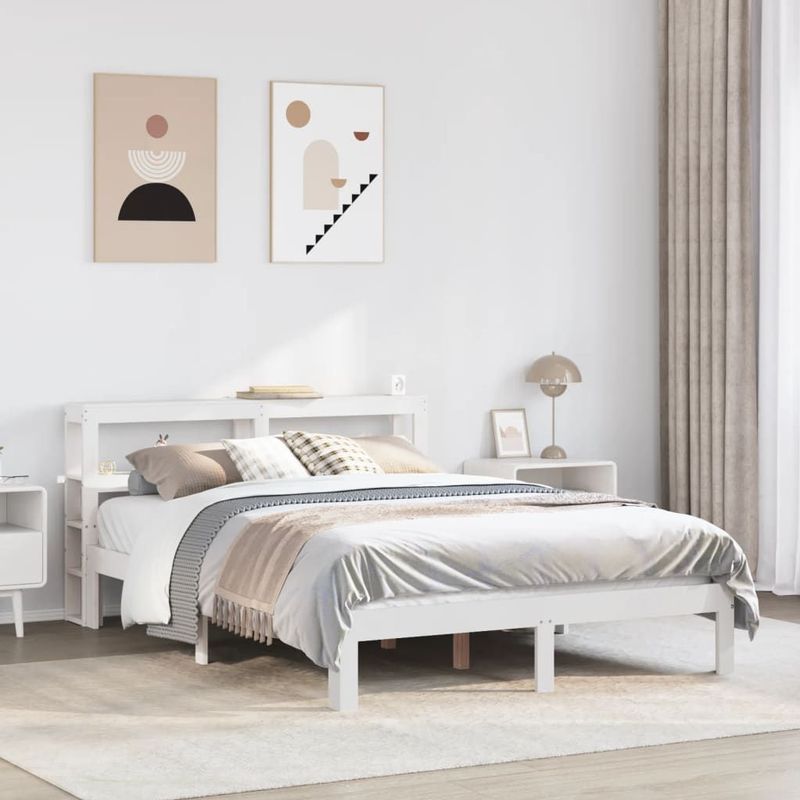 vidaXL Bedframe met hoofdeinde zonder matras 140x200 cm wit