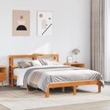 vidaXL Massivholzbett ohne Matratze Wachsbraun 140x200 cm Kiefernholz