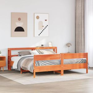 vidaXL Bedframe zonder matras massief grenenhout wasbruin 200x200 cm