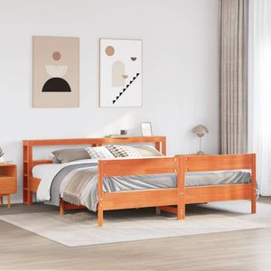 vidaXL Massivholzbett ohne Matratze Wachsbraun 180x200 Kiefernholz