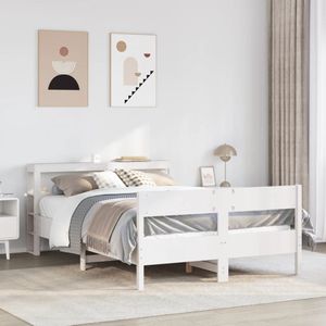vidaXL - Bedframe - zonder - matras - massief - grenenhout - witx200 - cm