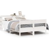 vidaXL Bedframe zonder matras massief grenenhout wit 135x190 cm