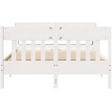 vidaXL - Bedframe - zonder - matras - massief - grenenhout - wit - 150x200 - cm