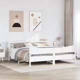 vidaXL Bedframe met hoofdbord massief grenenhout wit 200x200 cm
