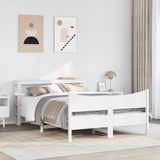 vidaXL Bedframe met hoofdbord massief grenenhout wit 140x190 cm