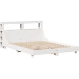 vidaXL Bedframe zonder matras massief grenenhout wit 160x200 cm