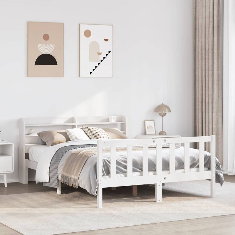 vidaXL Massivholzbett ohne Matratze Weiß 120x190 cm Kiefernholz