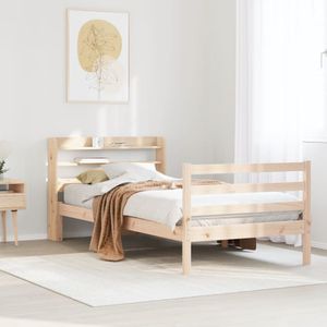 vidaXL Bettgestell mit Kopfteil ohne Matratze 75x190 cm