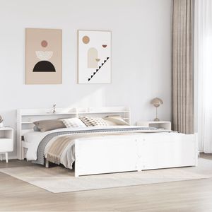 vidaXL - Bedframe - met - hoofdeinde - zonder - matras - 180x200 - cm - wit