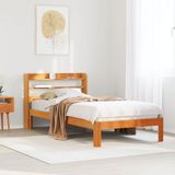 vidaXL Massivholzbett ohne Matratze Wachsbraun 90x200 Kiefernholz