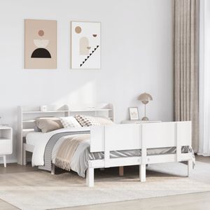 vidaXL - Bedframe - Wit - Massief Grenenhout - Met Hoofdeinde