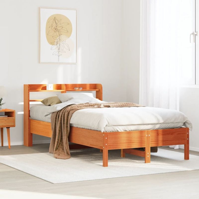 Massivholzbett ohne Matratze Wachsbraun 120x200 cm Kiefernholz Vidaxl