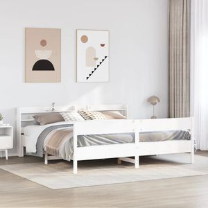 vidaXL Massivholzbett ohne Matratze Weiß 200x200 cm Kiefernholz