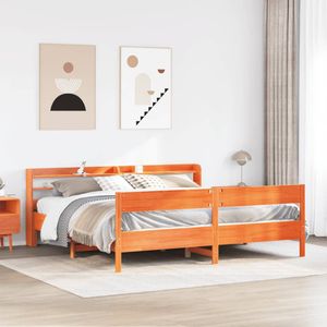vidaXL Bedframe zonder matras massief grenenhout wasbruin 200x200 cm