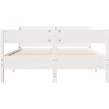 vidaXL - Bedframe - zonder - matras - massief - grenenhout - wit - 140x200 - cm