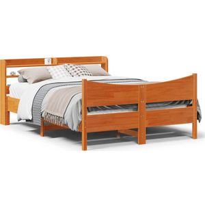 vidaXL - Bedframe - Wasbruin - Massief Grenenhout - Met Hoofdbord